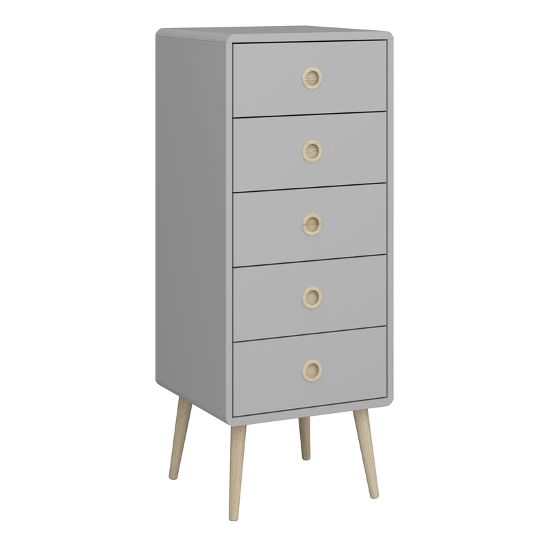 Softline 5 Drawer Narrow Chest Grey