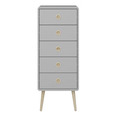 Softline 5 Drawer Narrow Chest Grey