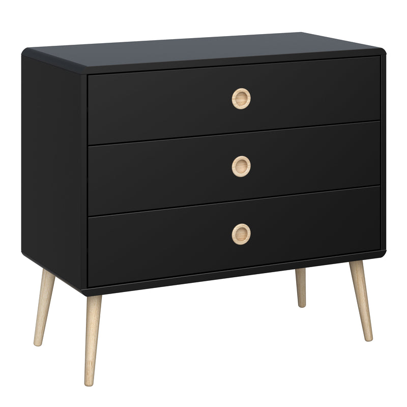 Softline 3 Drawer Wide Chest Black Painted