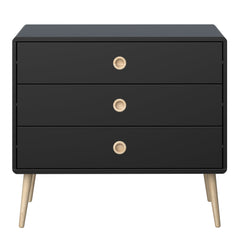 Softline 3 Drawer Wide Chest Black Painted