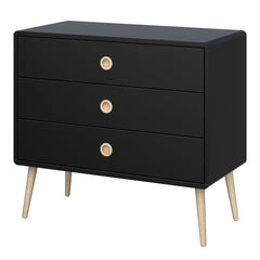 Softline 3 Drawer Wide Chest Black Painted