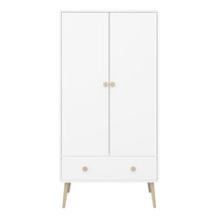 Gaia Wardrobe 1 Drawer in Pure White