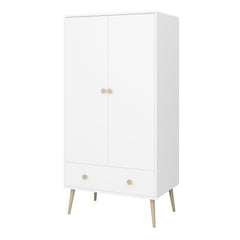 Gaia Wardrobe 1 Drawer in Pure White