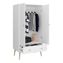 Gaia Wardrobe 1 Drawer in Pure White