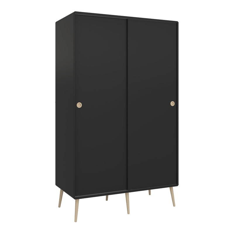 Softline Sliding 2 Dr Wardrobe Black Painted