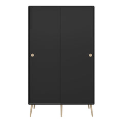 Softline Sliding 2 Dr Wardrobe Black Painted