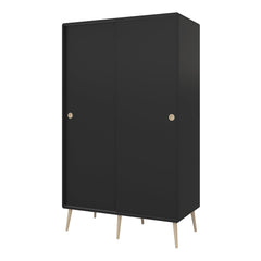 Softline Sliding 2 Dr Wardrobe Black Painted