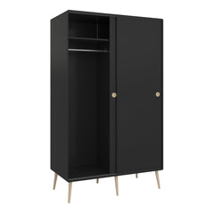 Softline Sliding 2 Dr Wardrobe Black Painted