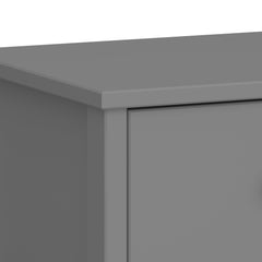 Tromso 5 Drawer Narrow Chest Folkestone Grey with Leather Handles