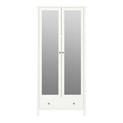 Tromso 2 Mirror Doors + 1 Drawer Wardrobe White 050