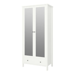 Tromso 2 Mirror Doors + 1 Drawer Wardrobe White 050