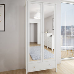 Tromso 2 Mirror Doors + 1 Drawer Wardrobe White 050