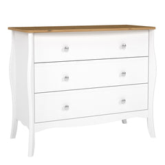 Baroque 3 Drawer Wide Chest Pure White Iced Coffee Lacquer