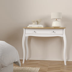 Baroque 1 Drawer Vanity Pure White Iced Coffee Lacquer