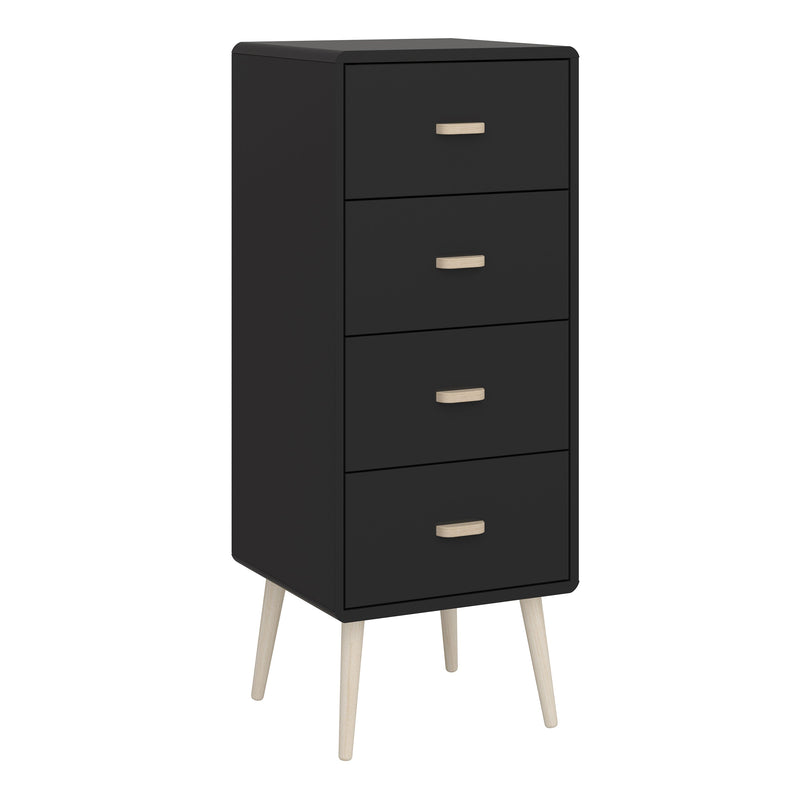 Mino Chest of Drawers 4 Drawers, Black Painted