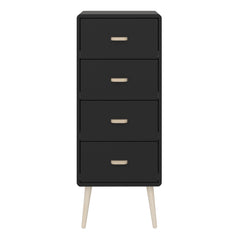 Mino Chest of Drawers 4 Drawers, Black Painted