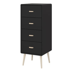 Mino Chest of Drawers 4 Drawers, Black Painted