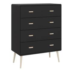 Mino Chest of Drawers 4 Drawers, Black Painted