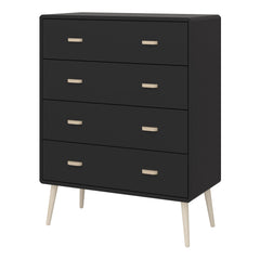 Mino Chest of Drawers 4 Drawers, Black Painted