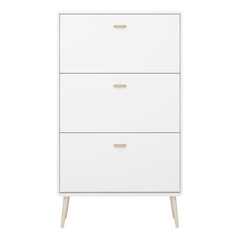 Mino Shoe Cabinet 3 Folding Doors, Pure White