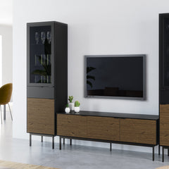 Soma TV Table 3 Doors, Granulated Black Brushed espresso