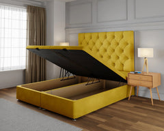 Abode Divan Ottoman Bed Frame with Gas Lift Storage and Upholstered Headboard