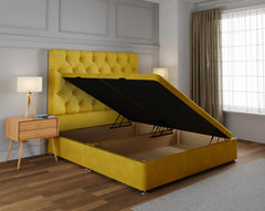 Abode Divan Ottoman Bed Frame with Gas Lift Storage and Upholstered Headboard