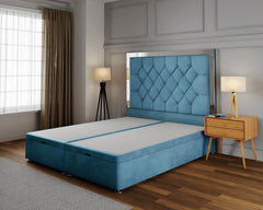 Design Divan Ottoman Bed Frame with Gas Lift Storage and Upholstered Headboard