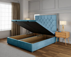 Design Divan Ottoman Bed Frame with Gas Lift Storage and Upholstered Headboard