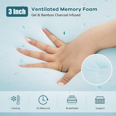 2 Inch / 3 Inch / 4 Inch Memory Gel Foam Mattress Topper with Washable Cover