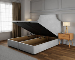 Crafty Divan Ottoman Bed Frame with Gas Lift Storage and Upholstered Headboard