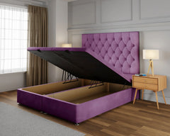 Comfy Divan Ottoman Bed Frame with Gas Lift Storage and Upholstered Headboard