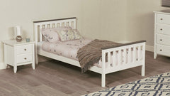 Shanghai White and Grey Solid Wooden Bed Frame