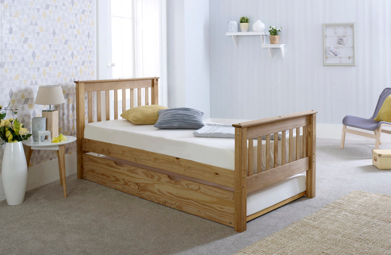 Somerset Waxed Pine Wooden Bed Frame With Trundle Underbed Bed Drawer Storage Options