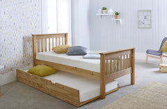 Somerset Waxed Pine Wooden Bed Frame With Trundle Underbed Bed Drawer Storage Options