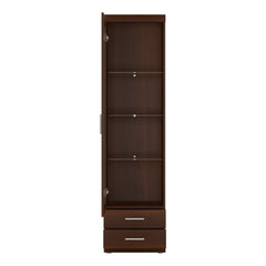 Imperial Tall Glazed 1 Door 2 Drawer Narrow Cabinet in Dark Mahogany Melamine