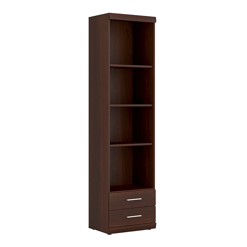 Imperial Tall 2 Drawer Narrow Cabinet with Open Shelving in Dark Mahogany Melamine