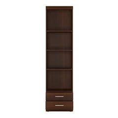 Imperial Tall 2 Drawer Narrow Cabinet with Open Shelving in Dark Mahogany Melamine