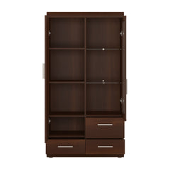 Imperial 2 Door 3 Drawer Glazed Display Cabinet in Dark Mahogany Melamine