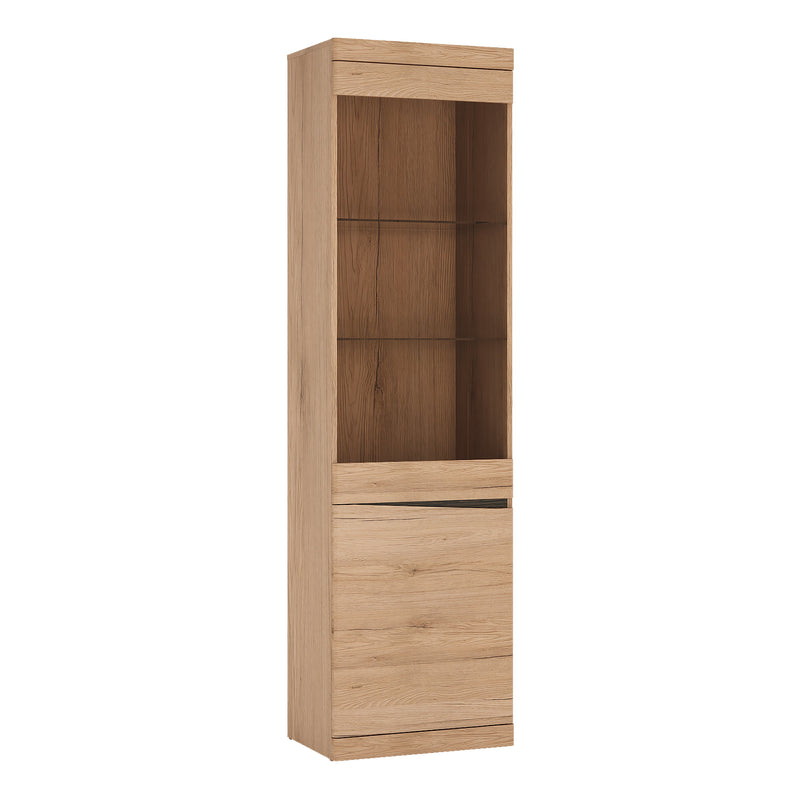 Kensington Tall Narrow 2 Door Glazed Display Cabinet (LHD) in Oak