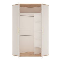 4Kids Corner Wardrobe in Light Oak and white High Gloss (orange handles)