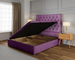 Comfy Divan Ottoman Bed Frame with Gas Lift Storage and Upholstered Headboard