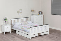 Shanghai White and Grey Solid Wooden Bed Frame