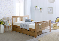 Somerset Waxed Pine Wooden Bed Frame With Trundle Underbed Bed Drawer Storage Options