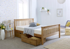 Somerset Waxed Pine Wooden Bed Frame With Trundle Underbed Bed Drawer Storage Options