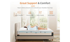 Cool Sleep Gel Memory Foam Mattress for Pressure Relief - Medium - Breathable Removable Cover