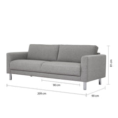 Cleveland 3-Seater Sofa in Nova Light Grey