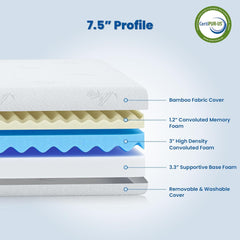 Pressure Relief Memory Foam Mattress Medium Firm with Convoluted Foam and High-Density Foam