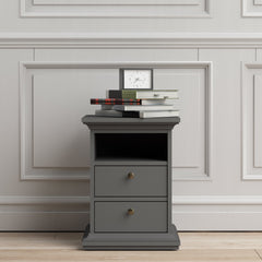 Paris Bedside 2 Drawers in Matt Grey