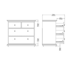 Paris Chest of 4 Drawers in White and Oak